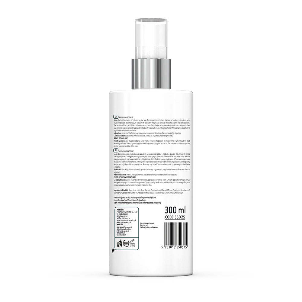 Apis API-PODO INTENSE Softening Foot Spray | 30% Urea & 10% Lactic Acid | 300ml