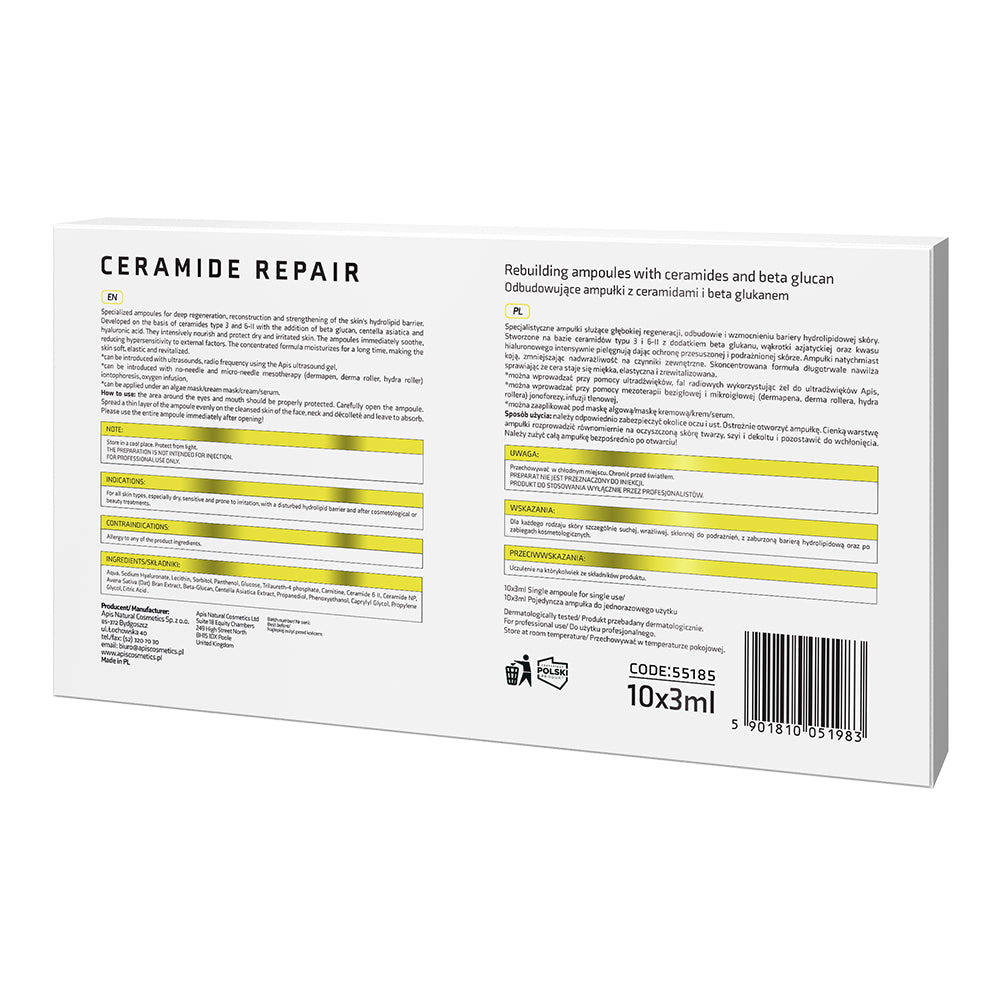 Apis Ceramide Repair Rebuilding Ampoules | Ceramides & Beta-Glucan | 10x3ml