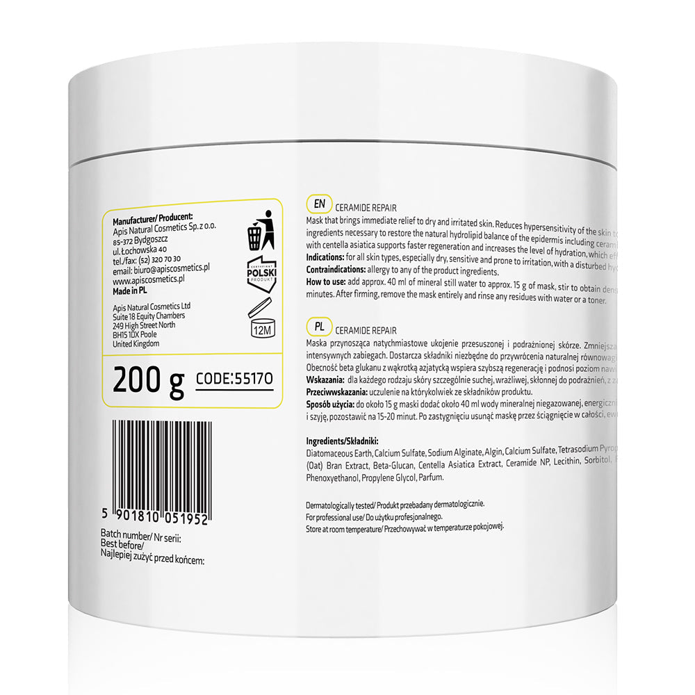 Apis Ceramide Repair Soothing Algae Mask | Ceramides & Beta-Glucan | 200g