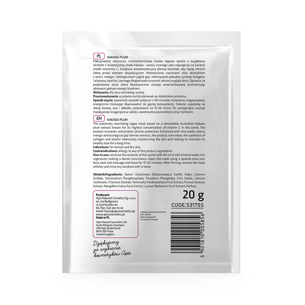 Apis Kakadu Plum Brightening Algae Mask | Chia Seeds | 20g