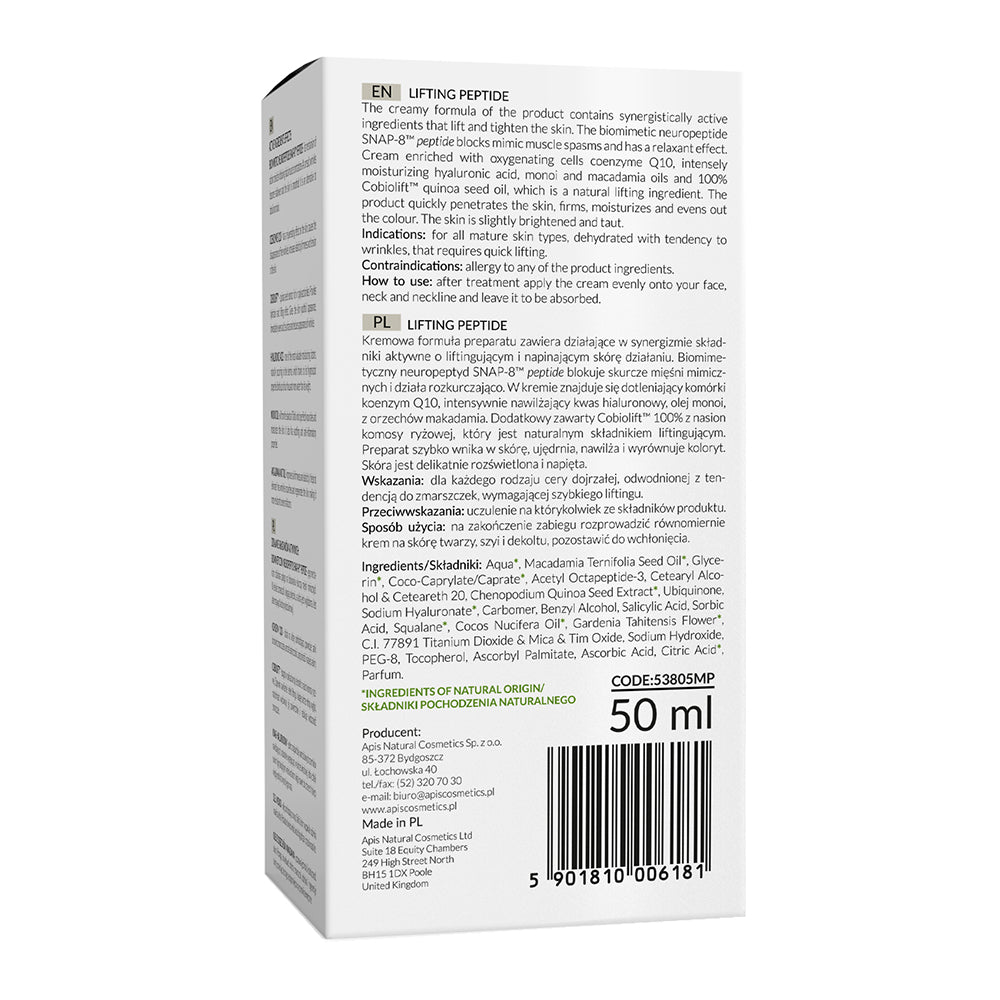 Apis Lifting Peptide Lifting & Tensing Cream | SNAP-8 Peptide | 50ml