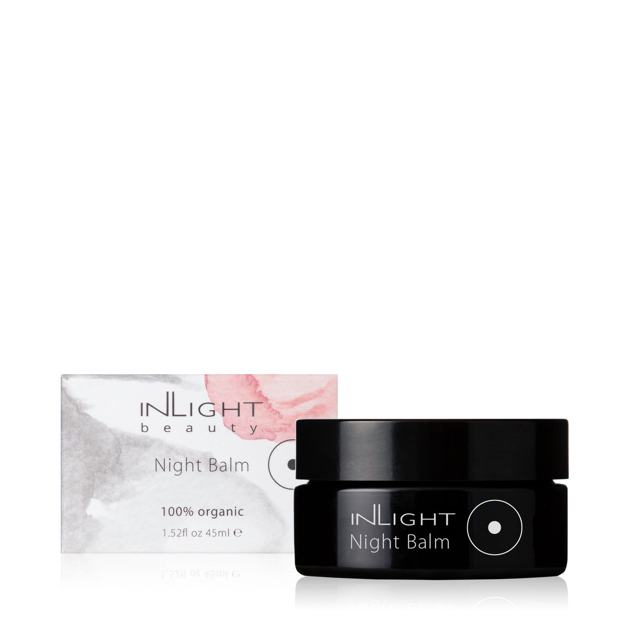 Inlight Beauty Night Balm 45ml jar and packaging on a white background