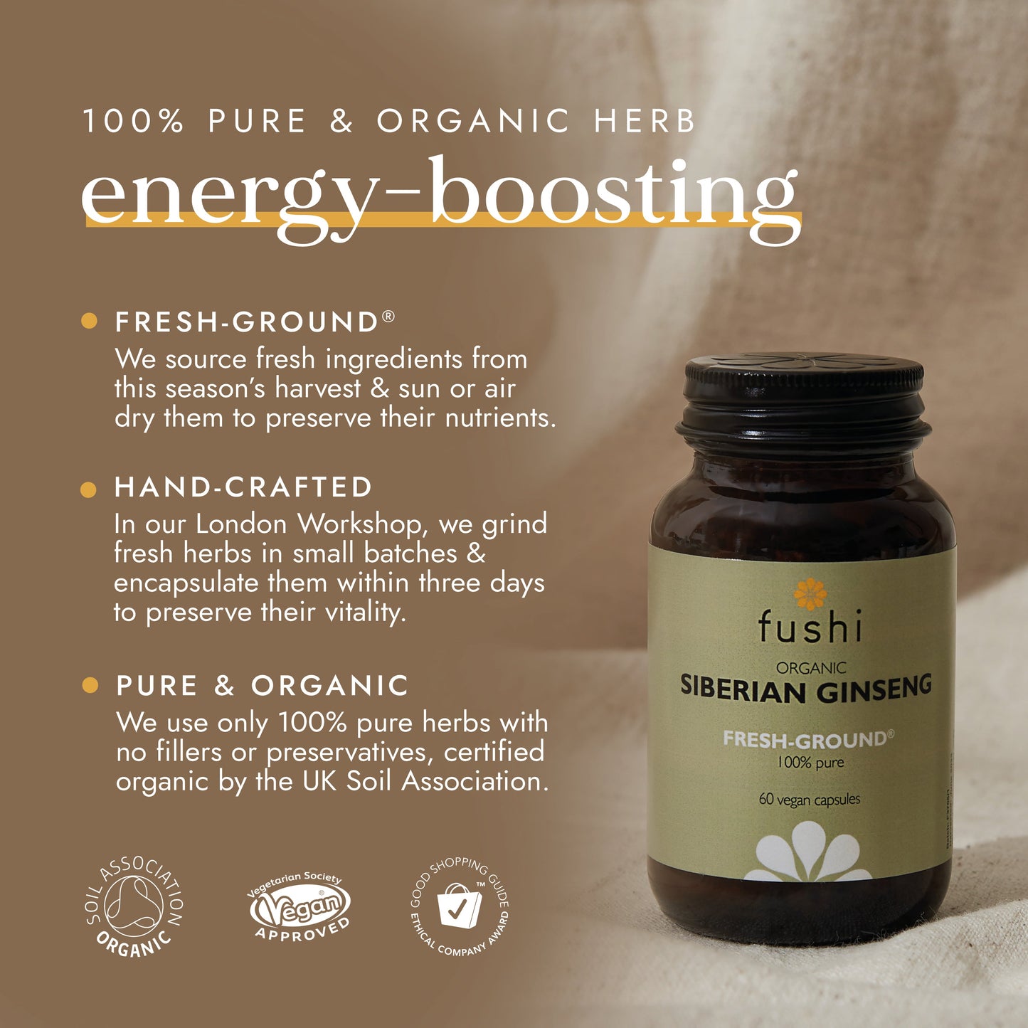 Fushi Organic Siberian Ginseng 60 Capsules