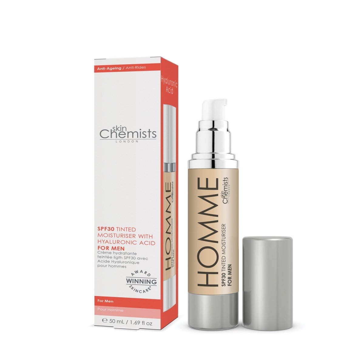 skinChemists Men's SPF 30 Tinted Light Moisturiser 50ml