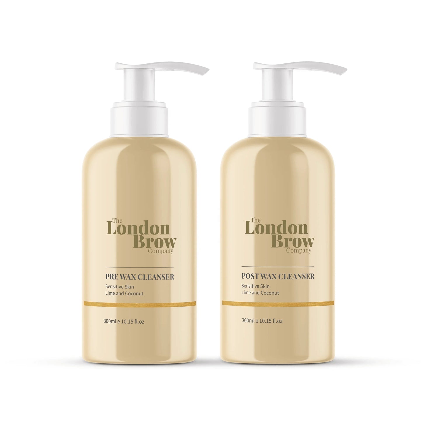 Two bottles of The London Brow Company cleansers on a white background