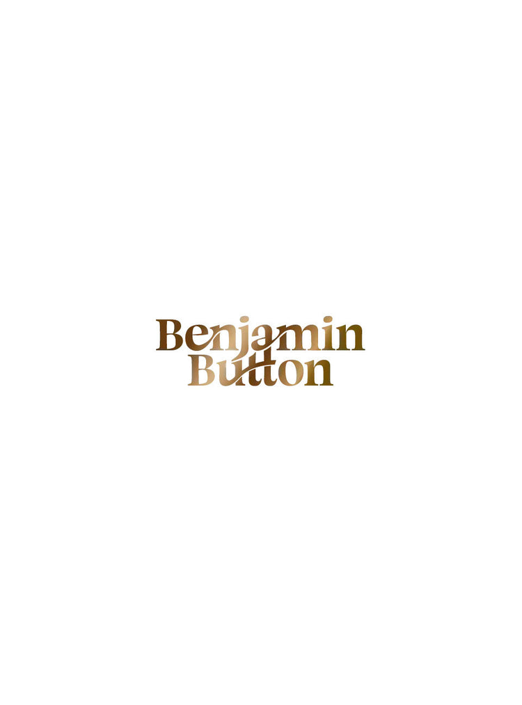 Benjamin Button logo in gold on white background
