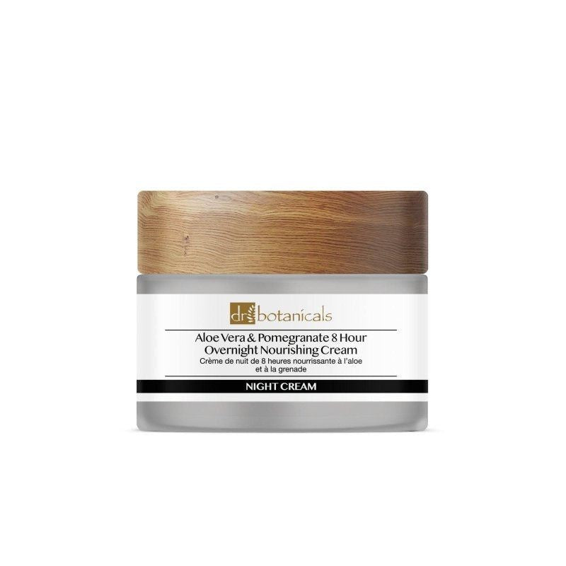 Jar of Dr. Botanicals shea butter avocado chamomile face and neck cream on a white background