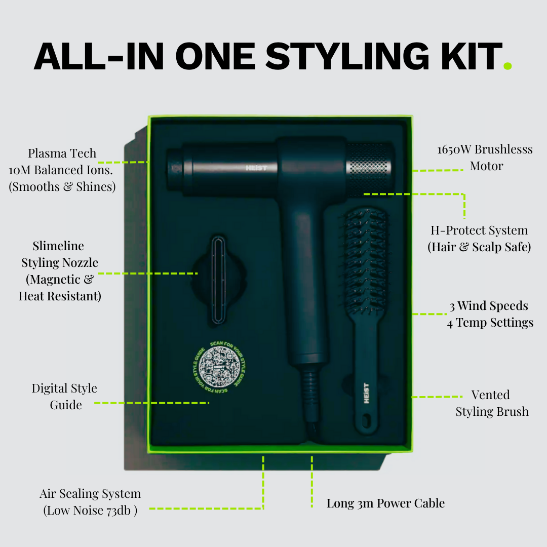 Heist 3.0 Men's Smart Hair Dryer & Styler All-in-One Kit