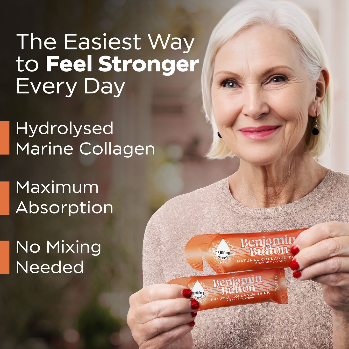 Benjamin Button 12,000mg Marine Collagen Liquid Sachets Orange 30ml x14