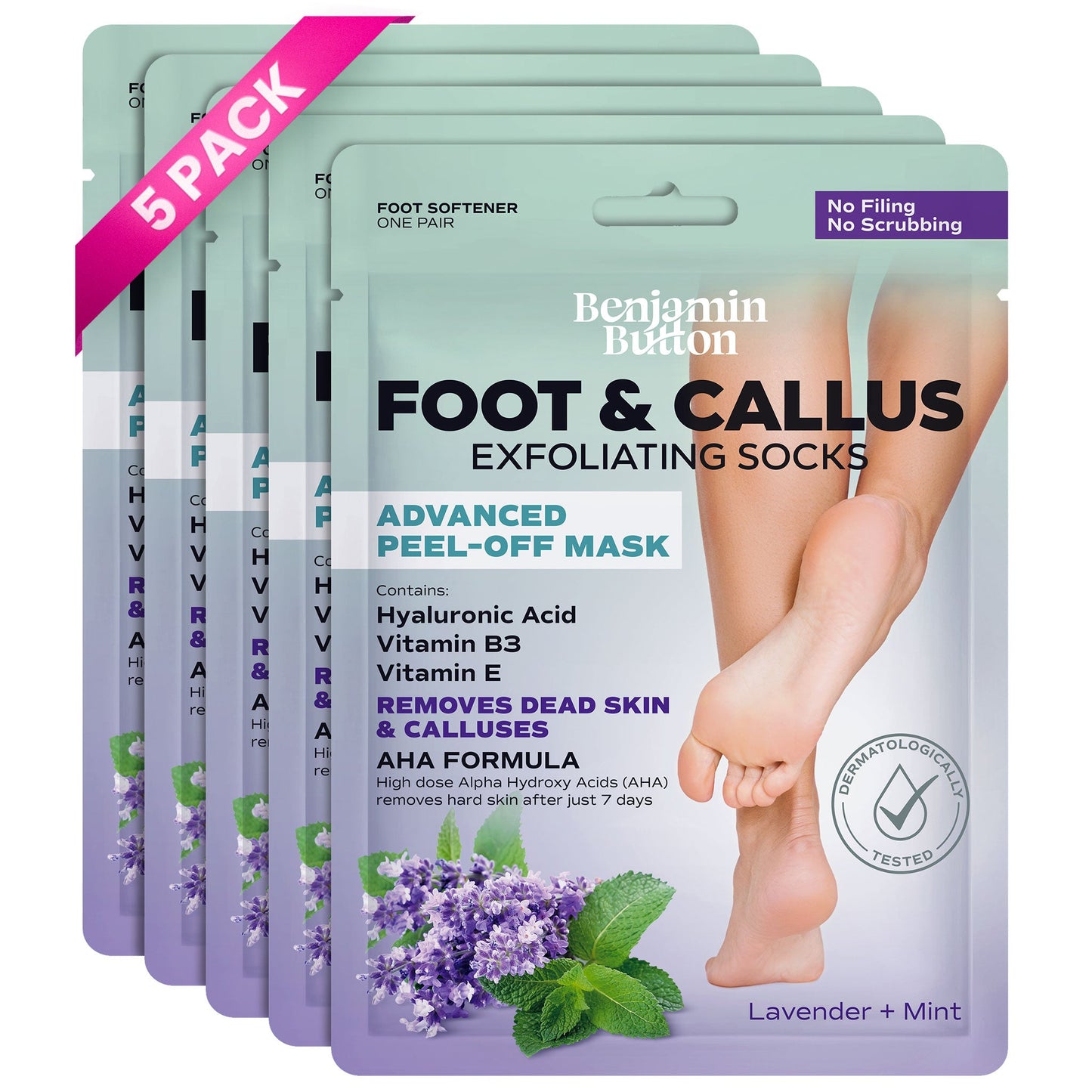 Benjamin Button Advanced Exfoliating Foot Peel Mask 5 Pack