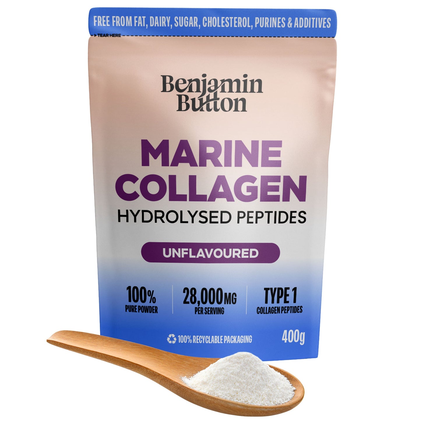 Benjamin Button Marine Collagen Peptides Powder Unflavoured 400g