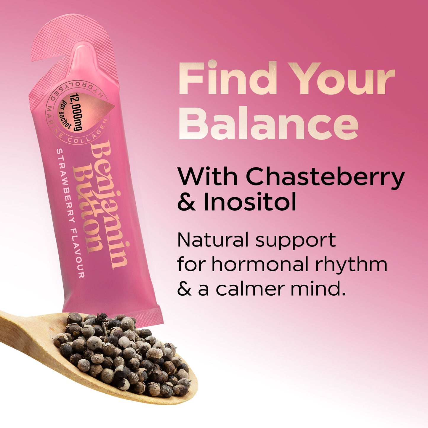 Benjamin Button 12,000mg Marine Collagen Liquid Sachets Strawberry 30ml x14