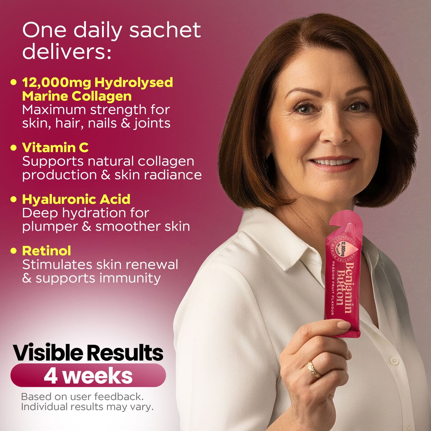 Benjamin Button 12,000mg Marine Collagen Liquid Sachets Passionfruit 30ml x14