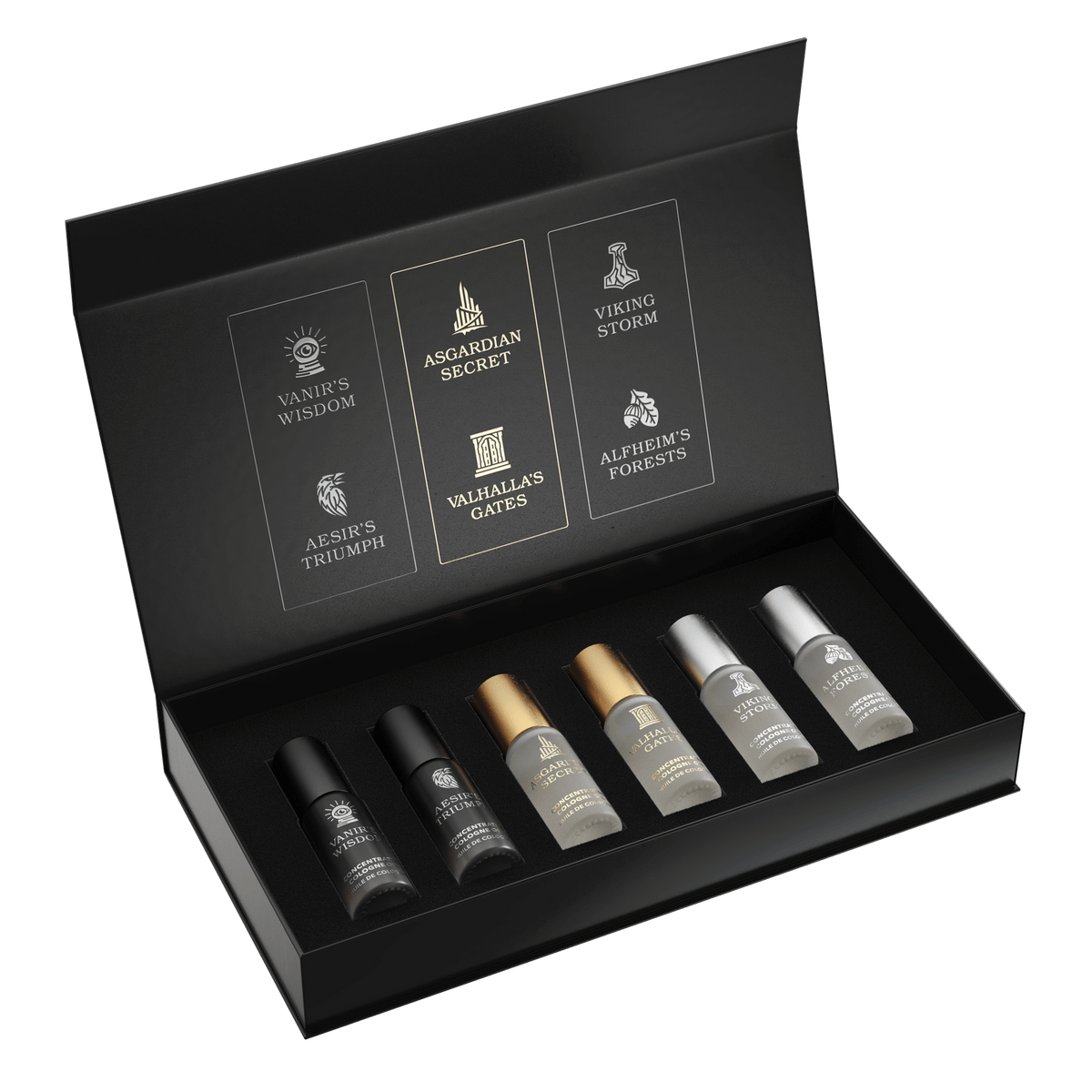 Beard Struggle cologne oil sample kit with five bottles