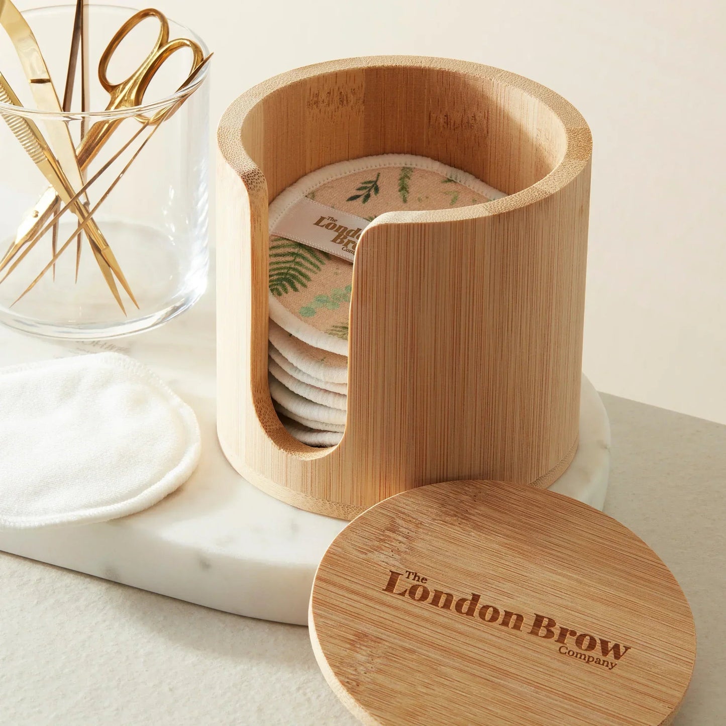 London Brow Reusable Bamboo Makeup Pads & Storage Jar