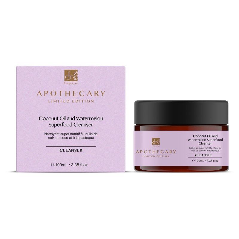 Apothecary Coconut Oil and Watermelon Superfood Cleanser with packaging on a white background