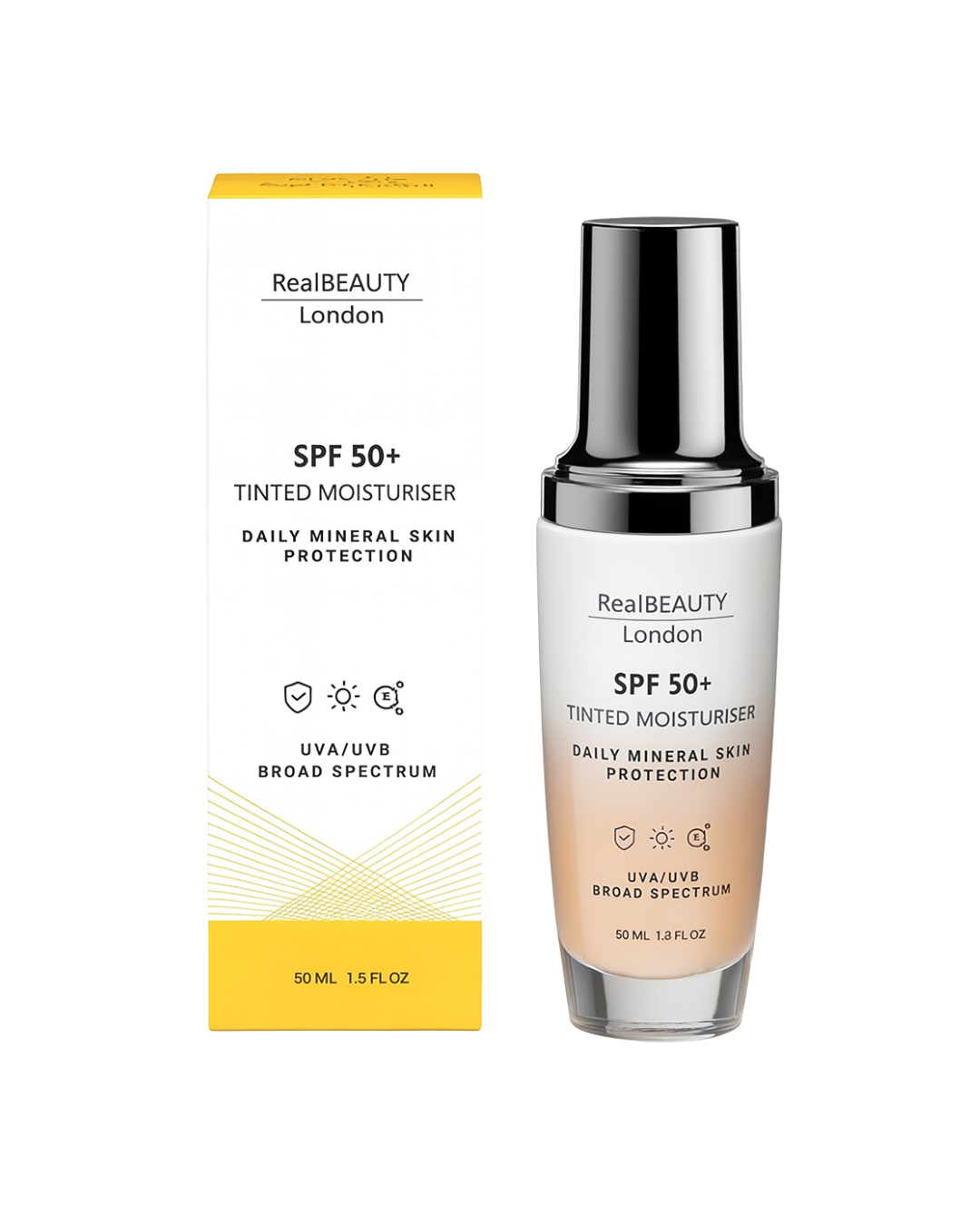 Real Beauty London - SPF 50 Tinted Face Moisturiser 50ml