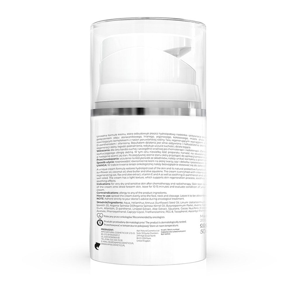 Skincare product with label on a white background
