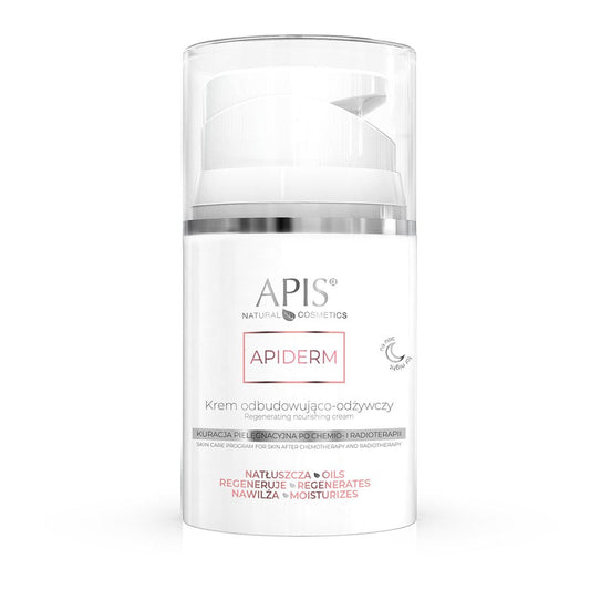 Skincare cream bottle with 'APIS' branding on a white background
