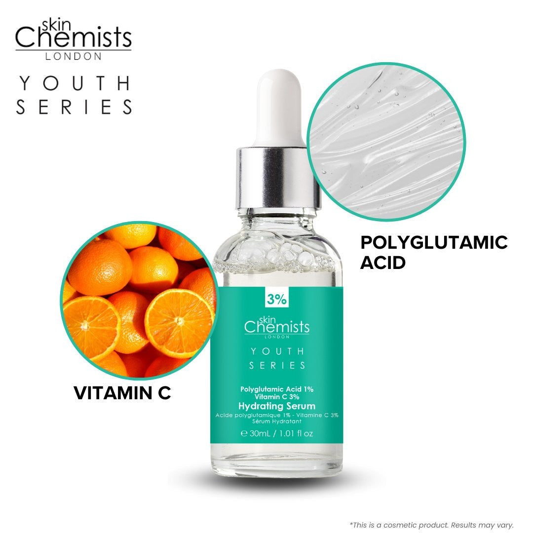 skinChemists Hydrating Serum Polyglutamic Acid 1%, Vitamin C 3% 30ml