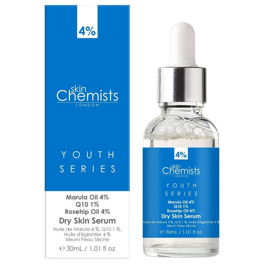 skinChemists Dry Skin Serum Marula Oil 4%, Q10 1%, Rosehip Oil 4% 30ml