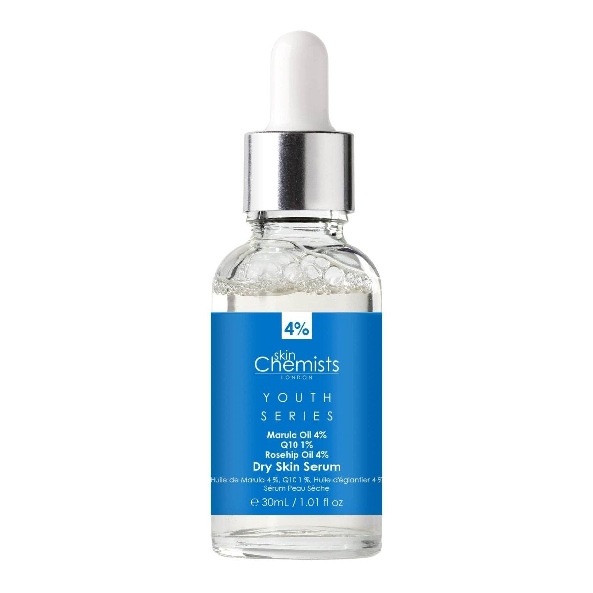 skinChemists Dry Skin Serum Marula Oil 4%, Q10 1%, Rosehip Oil 4% 30ml