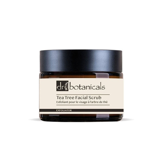 Jar of Dr. Botanicals Tea Tree Facial Scrub on a white background