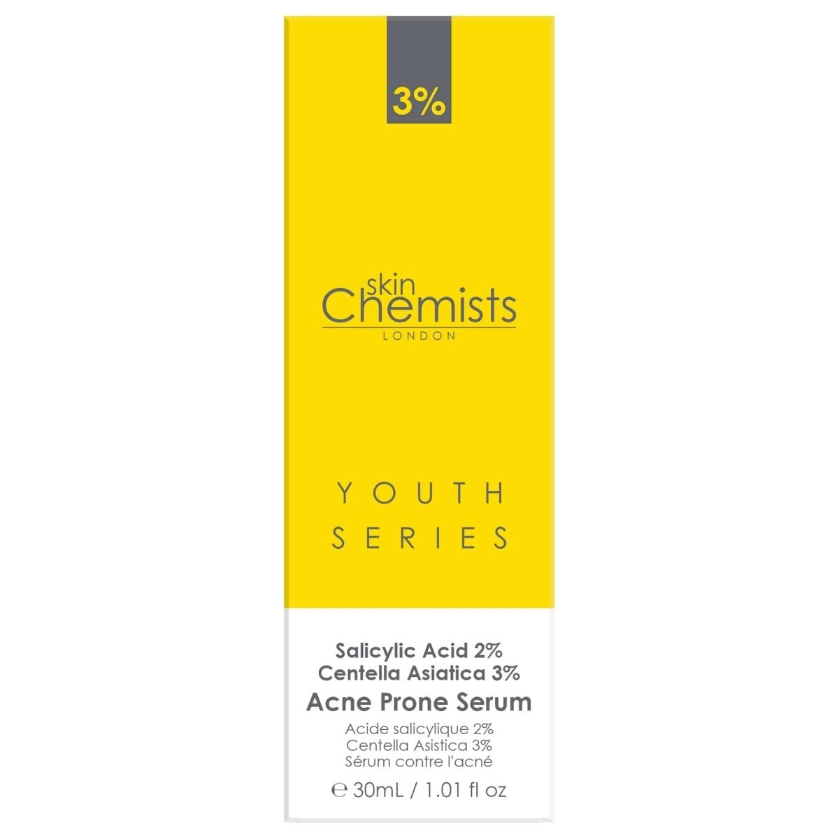 skinChemists Acne Prone Serum Salicylic Acid 2%, Centella Asistica 3% 30ml