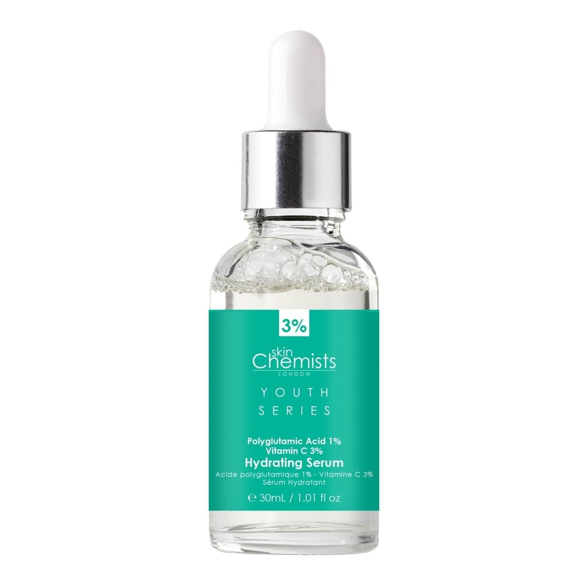 skinChemists Hydrating Serum Polyglutamic Acid 1%, Vitamin C 3% 30ml