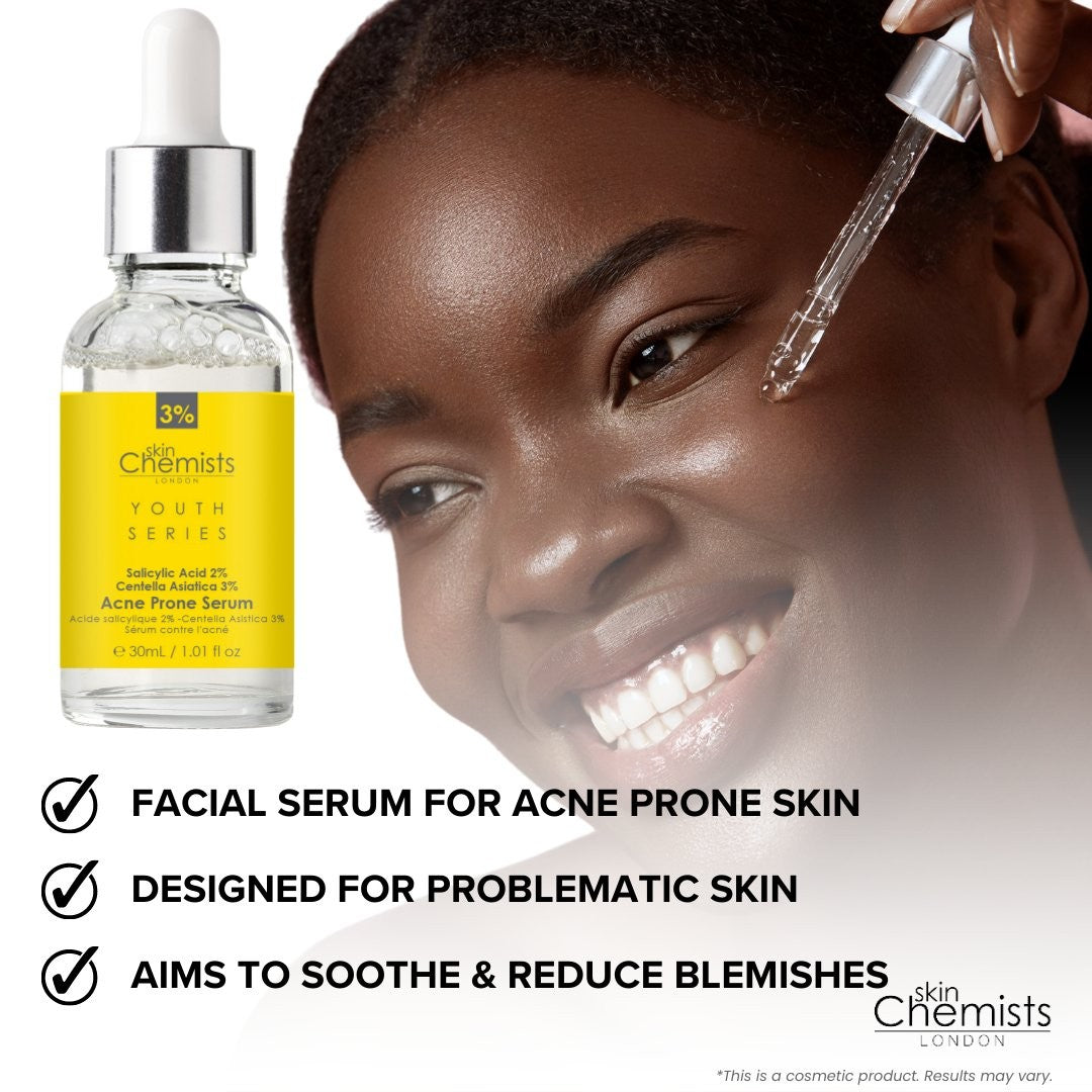 skinChemists Acne Prone Serum Salicylic Acid 2%, Centella Asistica 3% 30ml