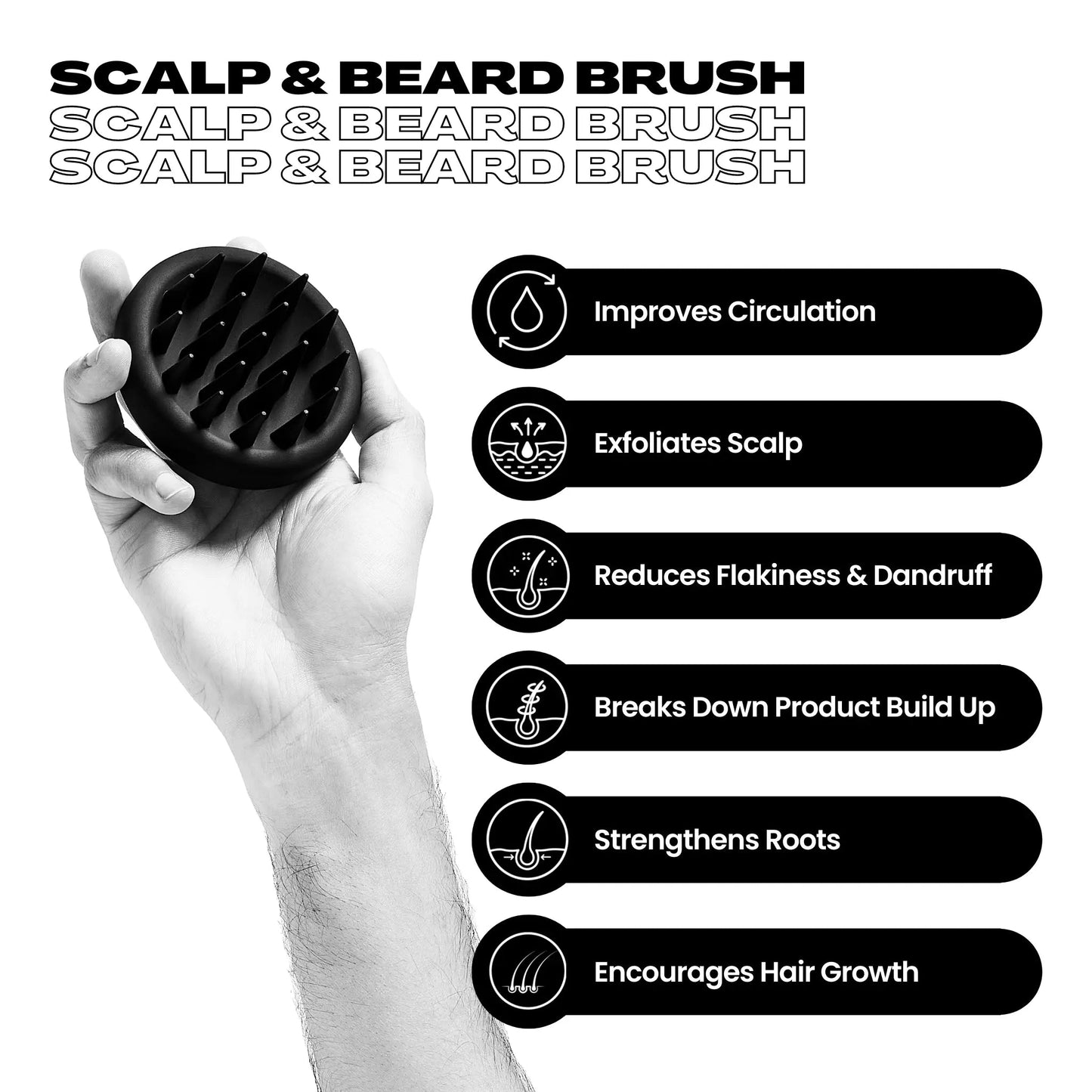 Heist Scalp Brush, Head Massager & Beard Brush