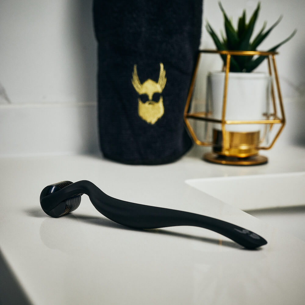 Derma roller for beard growth lifestyle shot