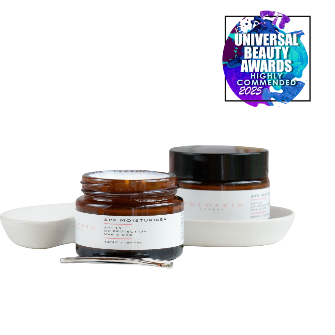 Two jars of skincare products on a white background with 'Universal Beauty Awards' logo.