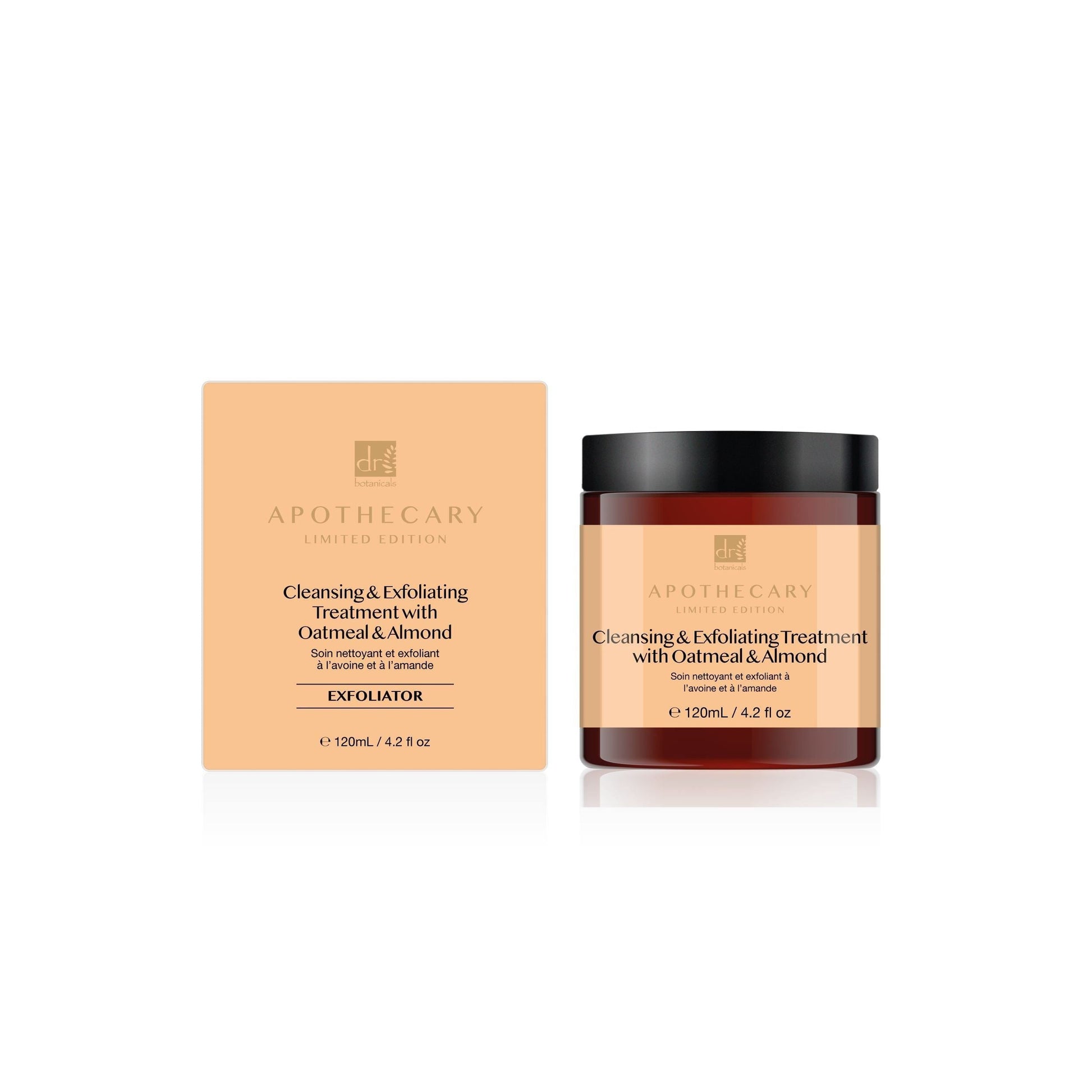 Apothecary skincare product with packaging on a white background