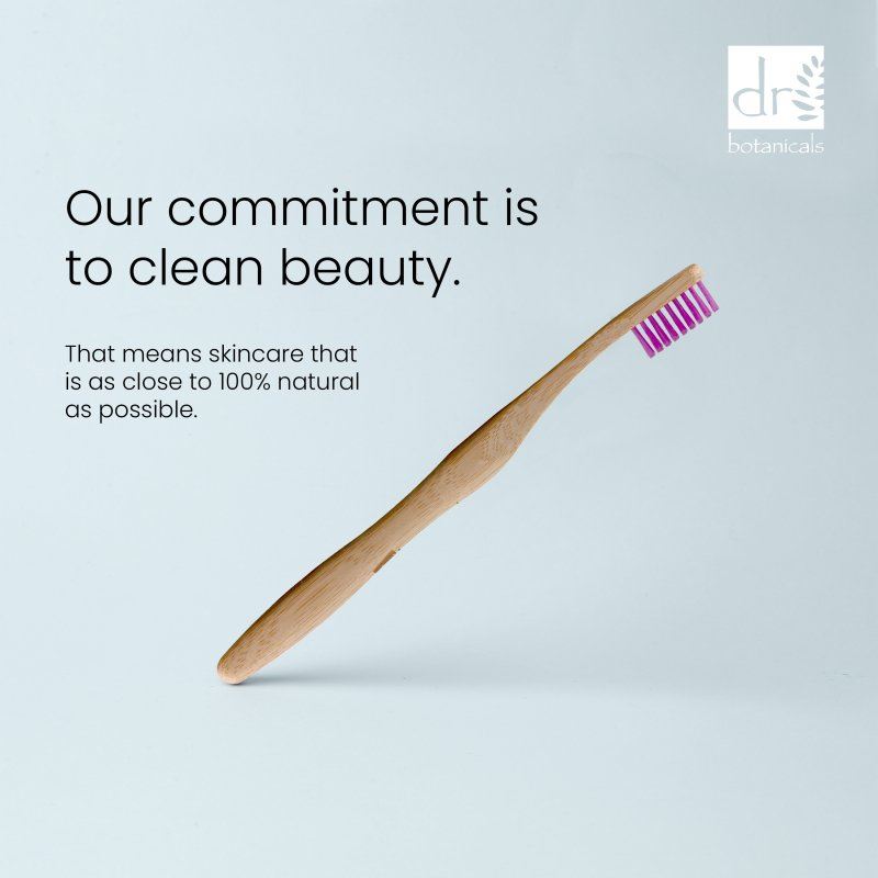 Bamboo toothbrush with purple bristles on a light gray background, featuring the Cliniqa Botanicals logo.