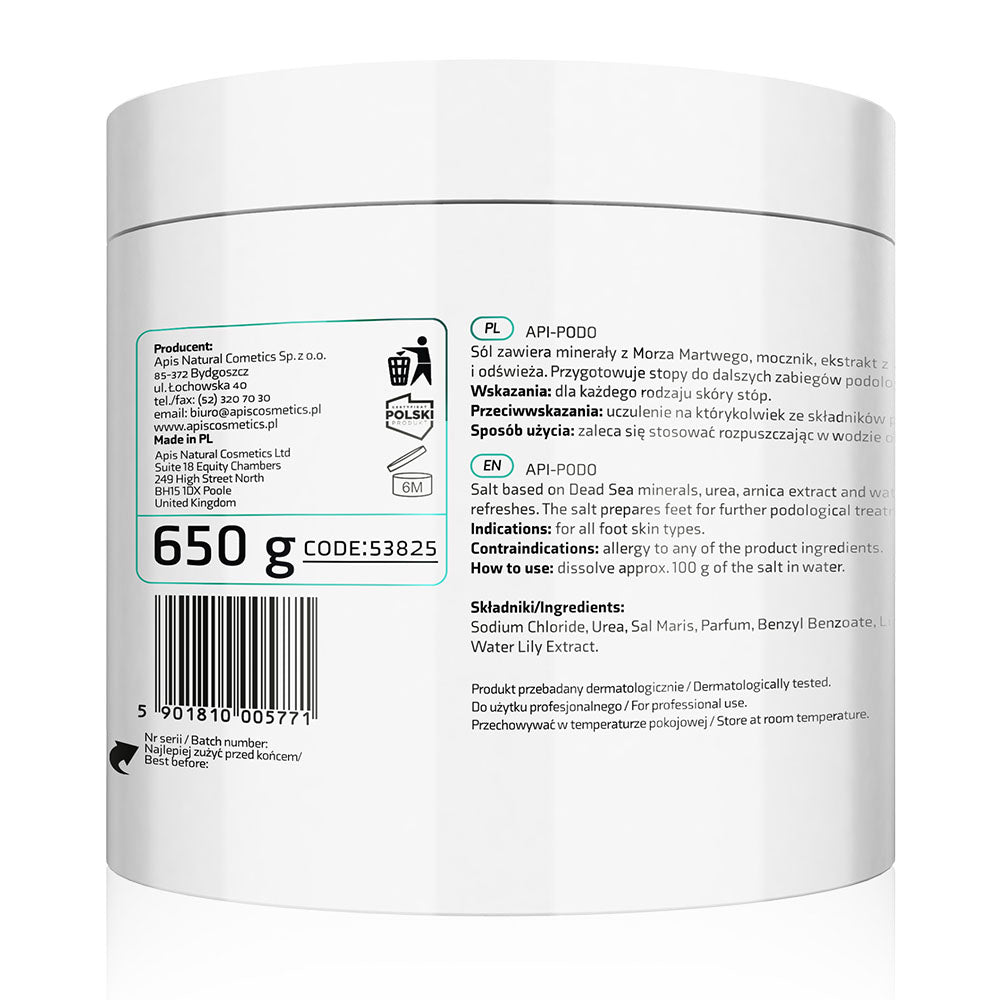Apis API-PODO Urea Softening Foot Salt | Dead Sea Minerals | 650g
