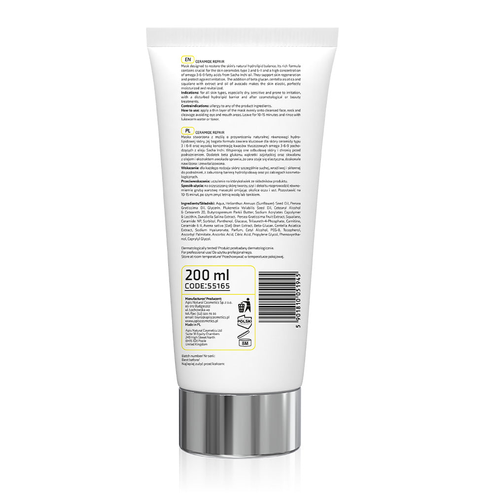 Apis Ceramide Repair Rebuilding Mask | Ceramides & Beta-Glucan | 200ml