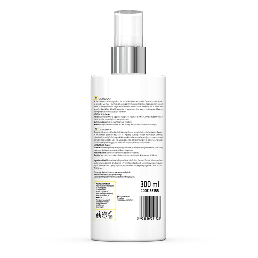 Apis Ceramide Repair Soothing & Moisturising Toner | Ceramides & Centella Asiatica | 300ml
