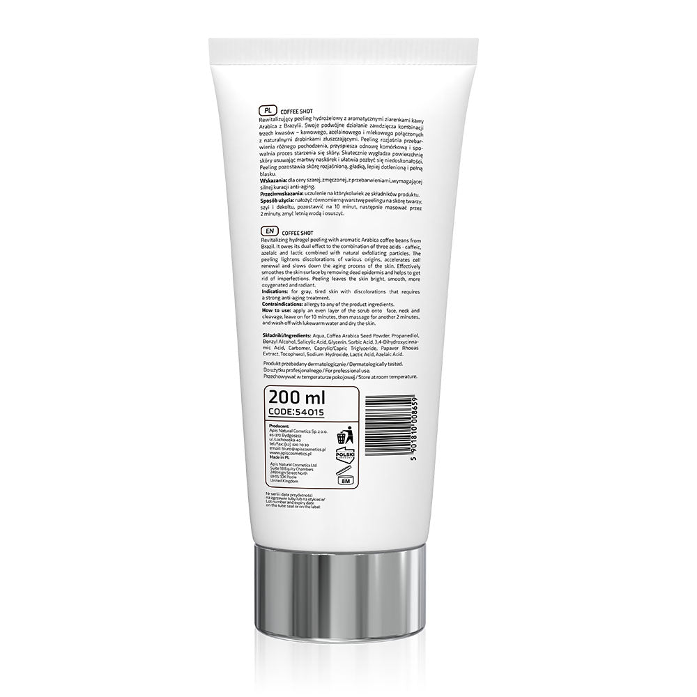 A 200 ml white squeeze tube of hair product shown from the back, featuring a metallic silver cap and a detailed black text label with a barcode.