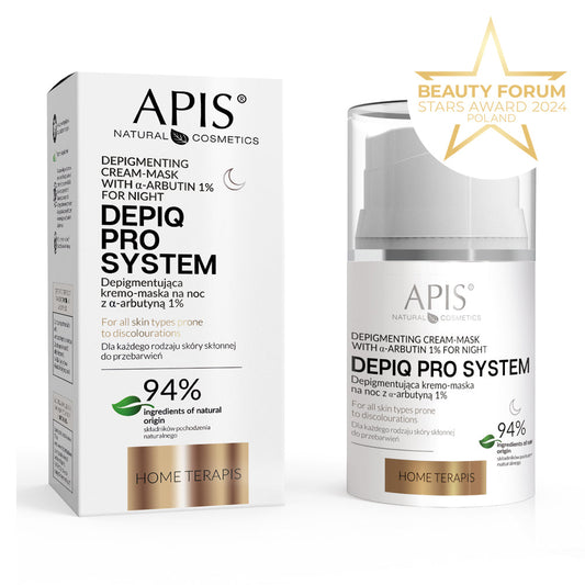 Apis Depiq Pro System Depigmenting Night Cream-Mask | Alpha-Arbutin 1% | 50ml