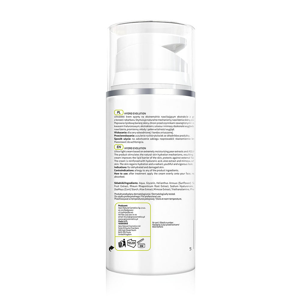 Apis Hydro Evolution Ultra-Light Moisturising Cream | Pear & Rhubarb | 100ml