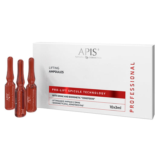 APIS lifting ampoules packaging with ampoules on a white background