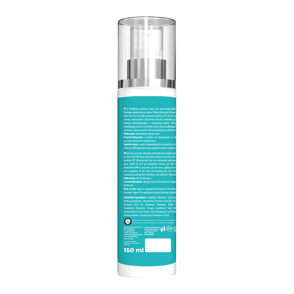 Skincare bottle with blue label on a white background