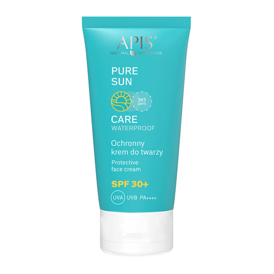 Tube of APIS Pure Sun Care Waterproof Protective Face Cream on a white background