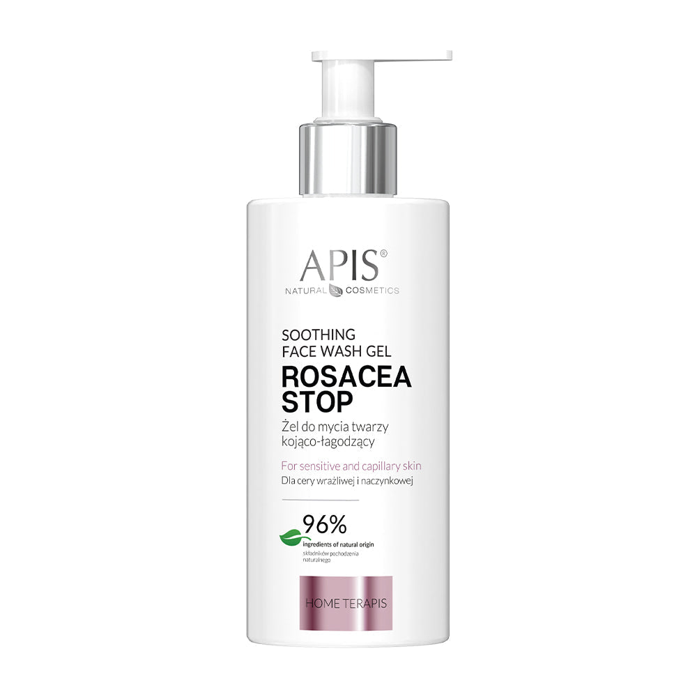 APIS Rosacea Stop face wash gel bottle on a white background