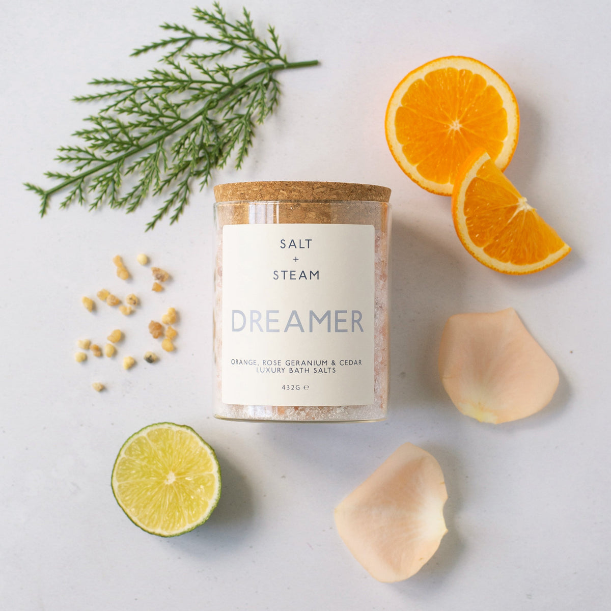 Salt + Steam Dreamer bath salts jar, 432g