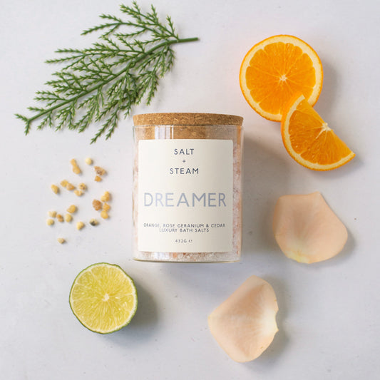 Salt + Steam Dreamer bath salts jar, 432g
