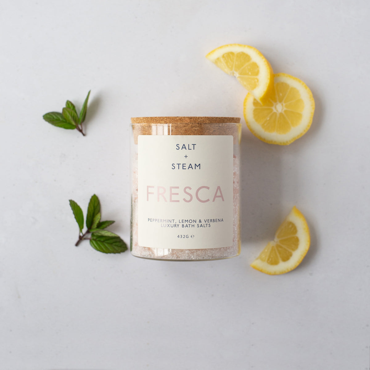 Salt + Steam Fresca bath salts jar, 432g