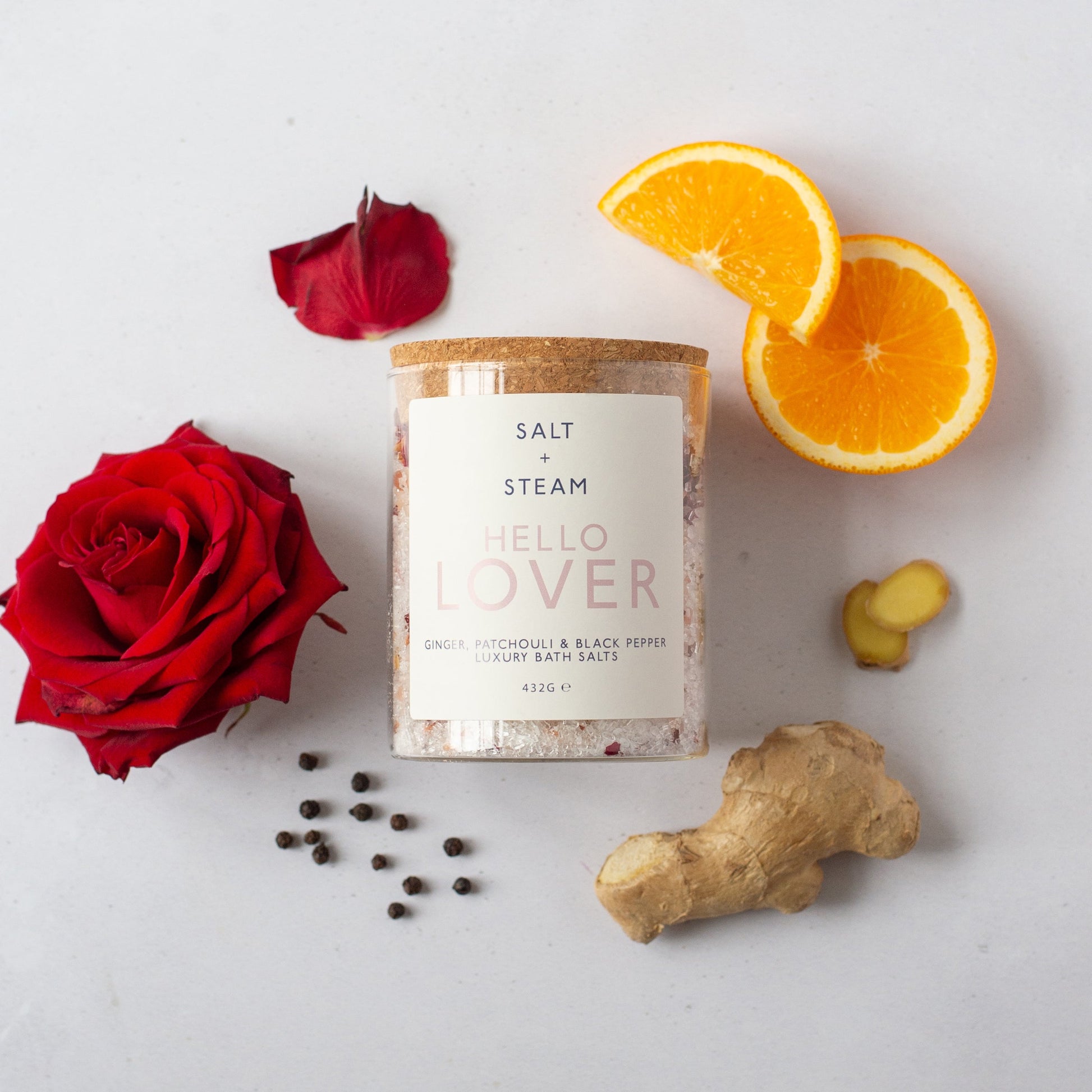 Salt + Steam Hello Lover bath salts jar, 432g