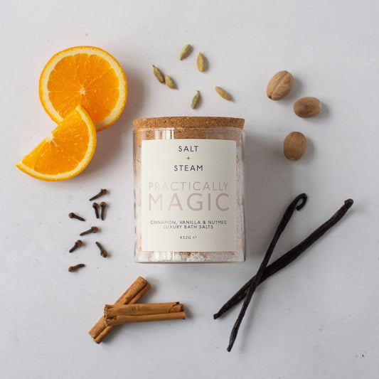 Salt + Steam Practically Magic bath salts jar, 432g